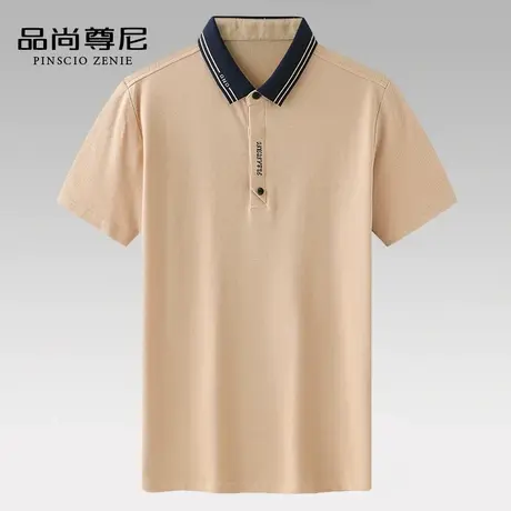 男士短袖t恤纯棉亲肤撞色翻领宽松商务休闲polo衫中老年爸爸夏装商品大图