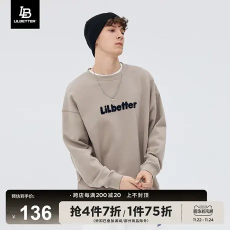 Lilbetter情侣卫衣无帽圆领上衣男潮牌衣服美式秋冬季男士外套LB商品大图