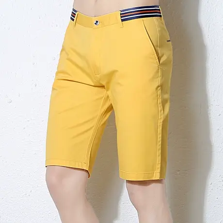 全棉休闲裤夏季韩版修身潮流纯棉弹力五分短裤男休闲运动中裤彩色图片