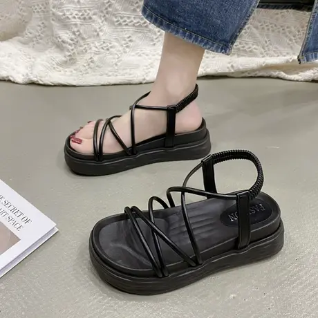 厚底罗马凉鞋女2023今年新款夏季网红百搭超火仙女风休闲松糕鞋子图片