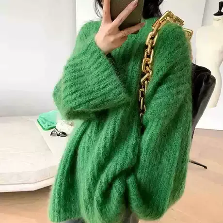 【直播】粉红大布娃娃绿色套头毛衫图片