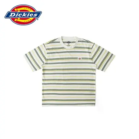 Dickies24春夏新款小logo休闲条纹圆领短袖纯棉T恤宽松内搭图片