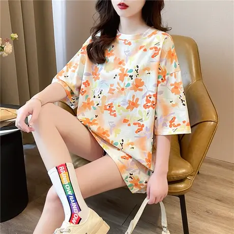 中长款大码2024年新款夏ins潮短袖t恤女宽松设计感小众夏季上衣图片