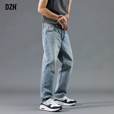 男士浅色牛仔裤直筒修身牛仔长裤男春季美式裤子男款休闲男裤新款商品大图