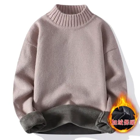 冬季加绒加厚青少年毛衣男雪尼尔长袖打底针织衫潮流保暖线衣男装商品大图