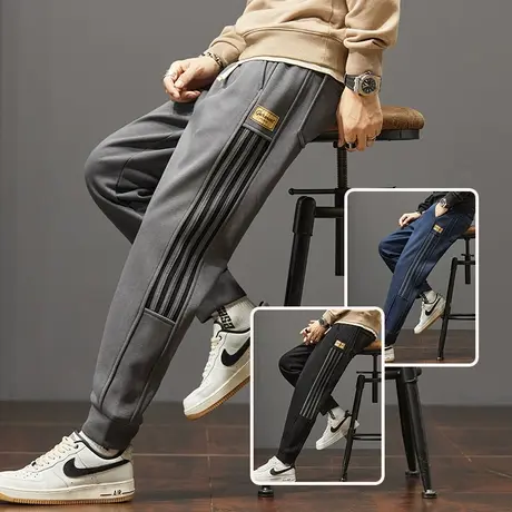 痞帅束脚运动裤春秋款男士潮牌宽松哈伦卫裤夏季男款针织休闲裤子商品大图