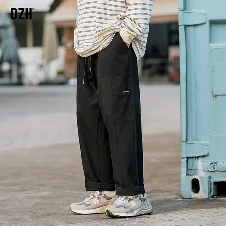 男生黑色裤子男款美式高街宽松休闲工装裤直筒复古长裤百搭伐木裤商品大图