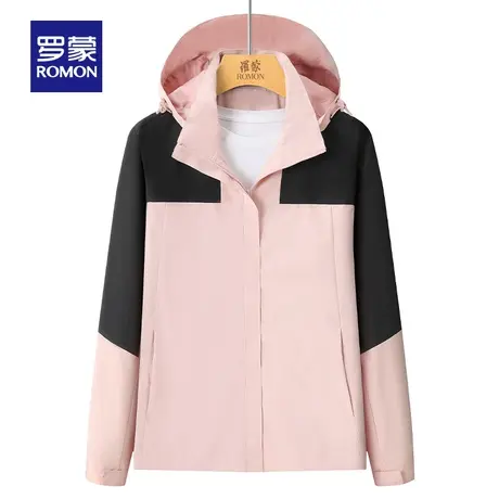 【可拆卸帽】罗蒙女士冲锋夹克衣服2024春季新款户外休闲登山服女商品大图