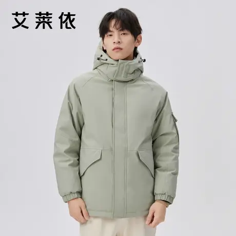 艾莱依撞色羽绒服男2022新款三防时尚印花运动户外冬季短款外套潮商品大图