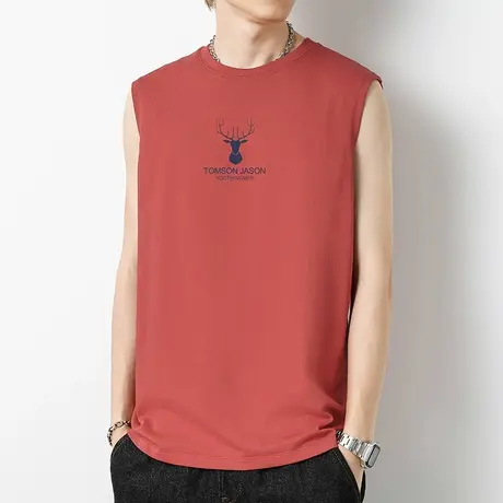 重磅纯棉背心男士夏季薄款宽松健身运动坎肩液氨长绒棉无袖t恤男图片