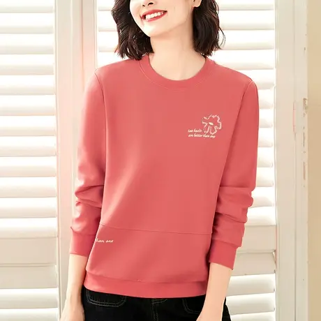 圆领正肩卫衣女2023春款时尚常规款休闲上衣春秋洋气长袖薄款外套商品大图