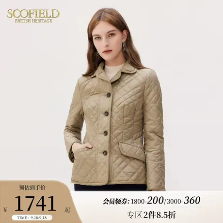 Scofield女装菱格珩缝修身通勤时尚保暖短款棉服短外套秋冬季新款商品大图