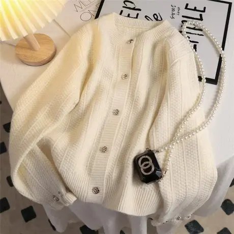 2023早春装新款宽松慵懒风毛衣开衫女针织外套春秋款爆款洋气上衣图片