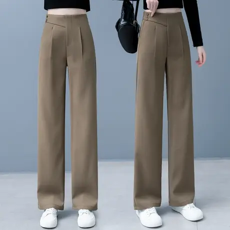 阔腿裤女高腰2023新款垂感宽松时尚直筒裤小个子后松紧显瘦休闲裤图片