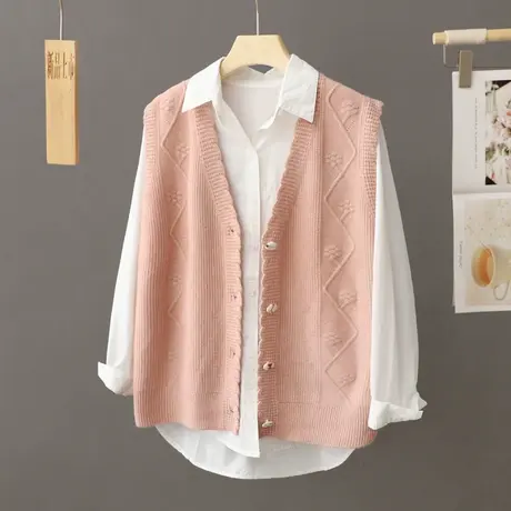 马甲开衫女针织衫春秋洋气外穿毛衣背心2023年秋装新款马夹女外套图片