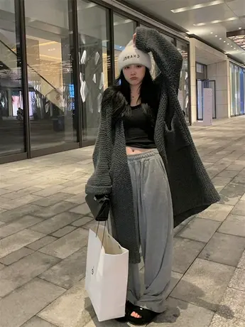 长款毛衣裙子过膝女秋冬宽松设计感小众慵懒风高级感上衣开衫外套商品大图