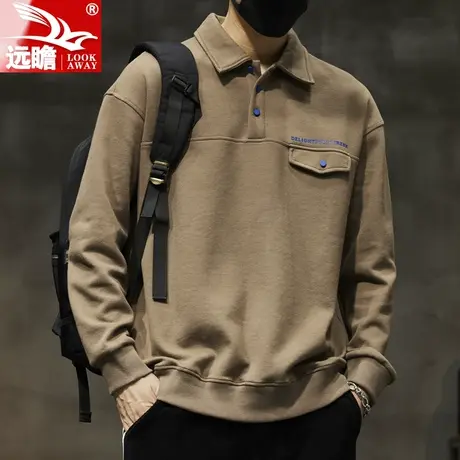 远瞻男士长袖卫衣男宽松翻领潮牌ins2023新款春秋季上衣服Polo衫商品大图