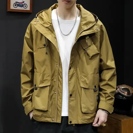 冲锋衣男外套春秋款潮牌大码休闲秋季2023新款连帽工装三合一夹克图片