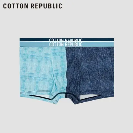 Cotton Republic/棉花共和国男士平角内裤莫代尔撞色印花性感中腰图片