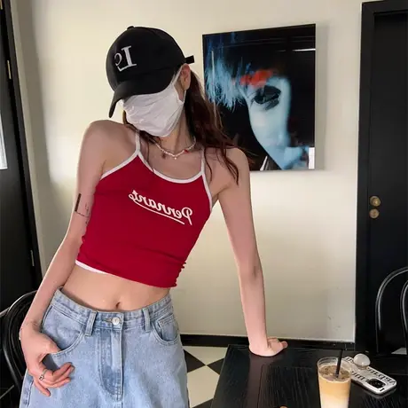 吊带背心女外穿带胸垫抹胸设计感小众甜辣妹内搭别致美背打底上衣商品大图