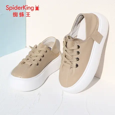 SPIDER KING/蜘蛛王板鞋女真皮2023春夏商场新款松糕鞋单鞋女厚底商品大图