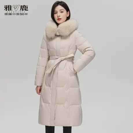 雅鹿大狐狸毛领羽绒服女中长款连帽2022冬季新款妈妈款保暖外套潮商品大图