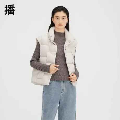 播圆形纽扣羽绒马甲女2023秋冬新品设计感百搭立领马夹DDQ4RD5133商品大图