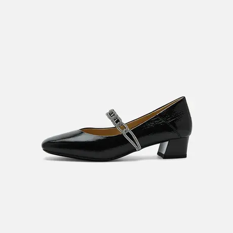 Nine West/玖熙2025年夏季新款中跟单鞋女小方头一字带粗跟玛丽珍图片