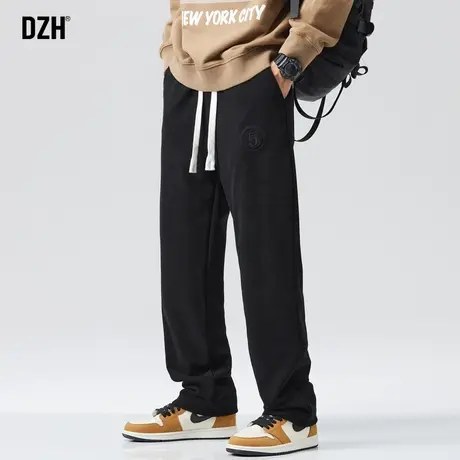 男士黑色运动裤子男款秋季卫裤男裤2023新款垂感直筒裤长裤休闲裤商品大图