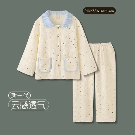 睡衣女春秋款甜美梭织纯棉纱布长袖长裤套装可爱新款大码家居服商品大图