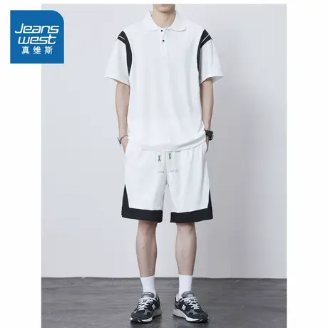XH真维斯男装2025夏季新款 时尚潮流拼色百搭宽松休闲运动套装商品大图