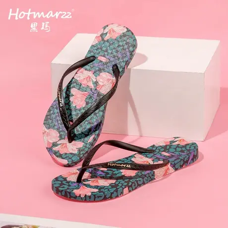 hotmarzz/黑玛人字拖女夏外穿新款浴室时尚夹脚夹趾拖鞋海边沙滩商品大图