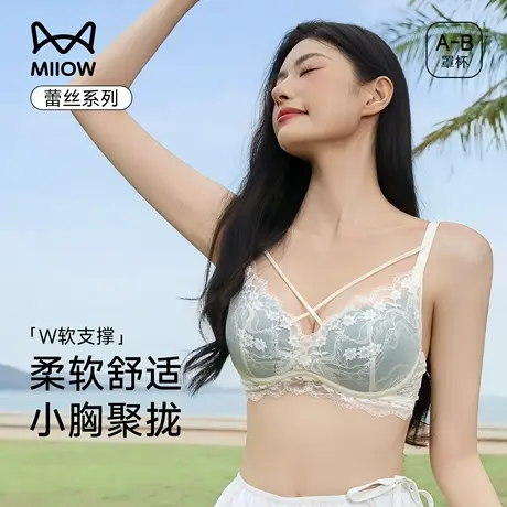猫人聚拢内衣女小胸显大收副乳防下垂纯欲蕾丝2025新款美胸带文胸商品大图