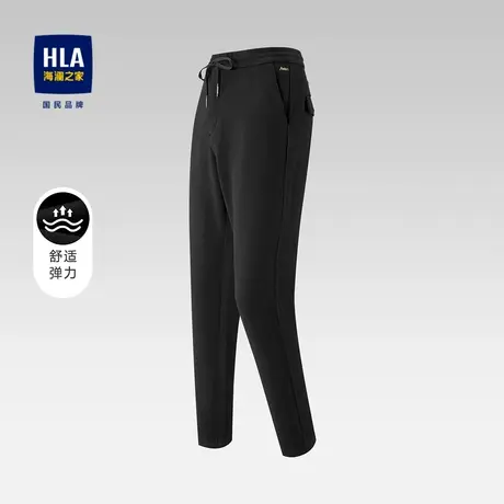 HLA/海澜之家抽绳松紧腰休闲裤弹力直筒简约舒适亲肤柔软长裤子男商品大图