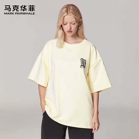 马克华菲 deer 基础圆弧印花短袖t恤男女款夏季高街潮牌重磅上衣商品大图
