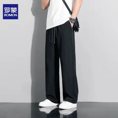 罗蒙薄款休闲裤男裤冰丝直筒裤运动夏季修身九分裤商务男士N4Z图片