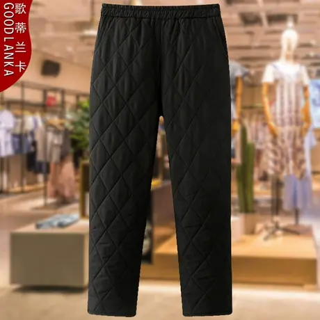 大码中老年妈妈冬季外穿羽绒裤女宽松时尚松紧腰加厚保暖夹棉棉裤商品大图