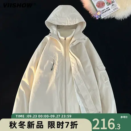 VIISHOW冲锋衣美式夹克面包服男三合一爬山户外外套潮牌棉服男商品大图