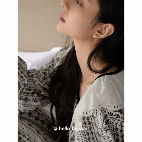 贝妍新款睡衣女春秋长袖柔软莫代尔棉家居服复古森系少女宽松套装商品大图
