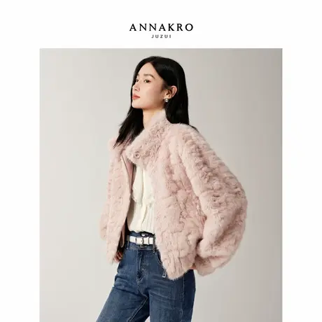 【流金时代】玖姿安娜蔻优雅千金风仿皮草短款外套女2025冬季新款图片