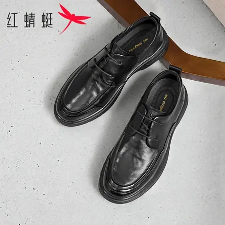 红蜻蜓2026春季新款真皮商务休闲男士皮鞋正装时尚百搭系带皮鞋男商品大图
