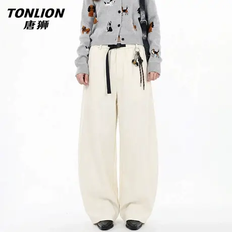 唐狮官方美式弯刀裤女2026新款春季宽松显瘦工装裤阔腿休闲裤子VC图片