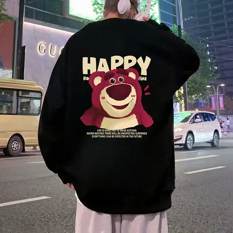 重磅卫衣男加绒加厚秋冬季圆领美式潮牌oversize宽松衣服情侣外套商品大图