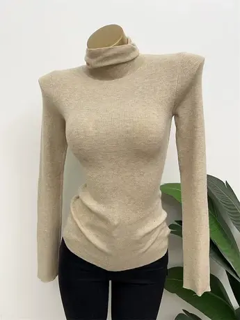 Yi定要入！品质好 堆堆领羊毛针织衫秋冬外穿内搭上衣打底韩国ins商品大图