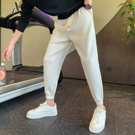 秋季潮牌ins小众卫裤男痞帅提花宽松束脚运动休闲长裤个性哈伦裤图片