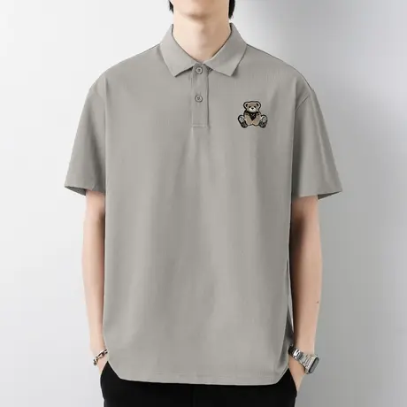 短袖t恤男装翻领冰丝凉感polo衫保罗有领上衣服潮牌小熊半袖体恤商品大图