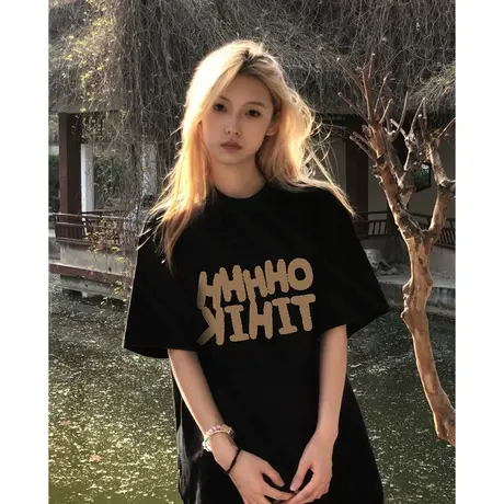欧美高街短袖t恤女宽松ins潮牌夏季新款bf慵懒风大码显瘦上衣纯棉商品大图