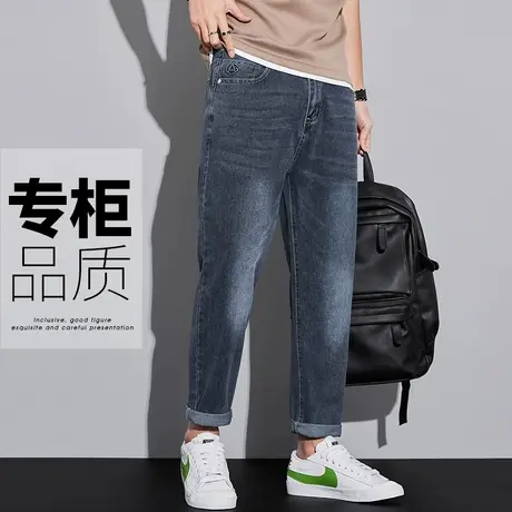 新塘男装九分休闲牛仔裤男士夏季薄款日系港风潮流百搭直筒男裤子图片