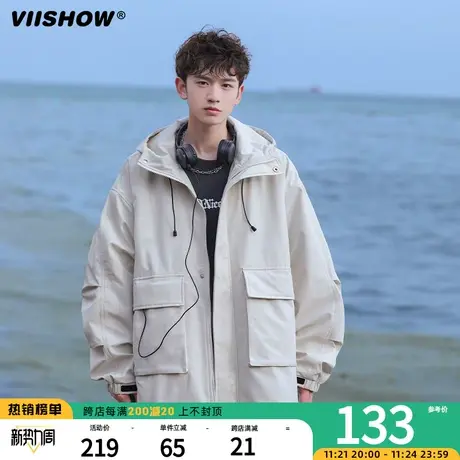 VIISHOW冲锋夹克男机能风外套秋季运动户外宽松夹克青少年登山服商品大图