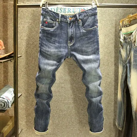 秋冬新款男士高档牛仔裤修身小直筒长裤弹力休闲高端水洗男装裤子商品大图